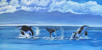 Three Orcas Jumping